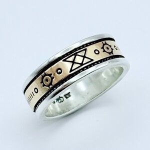 Carolyn Pollack Sterling Silver 14k Storyteller Ring - Southwestern Symbols